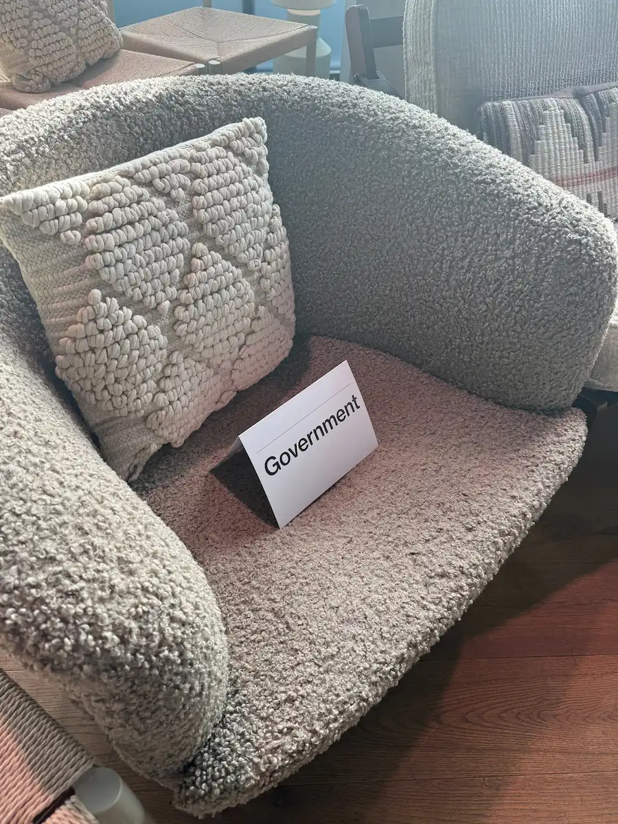 Seating containing sign Goverment.